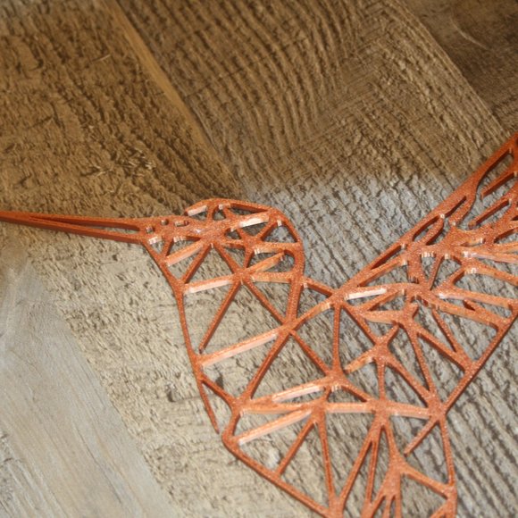 Hummingbird Wall Decor 8 1/8" x 7 3/8" 3D Printed Bird Line Art Geometric - Picture 9 of 10